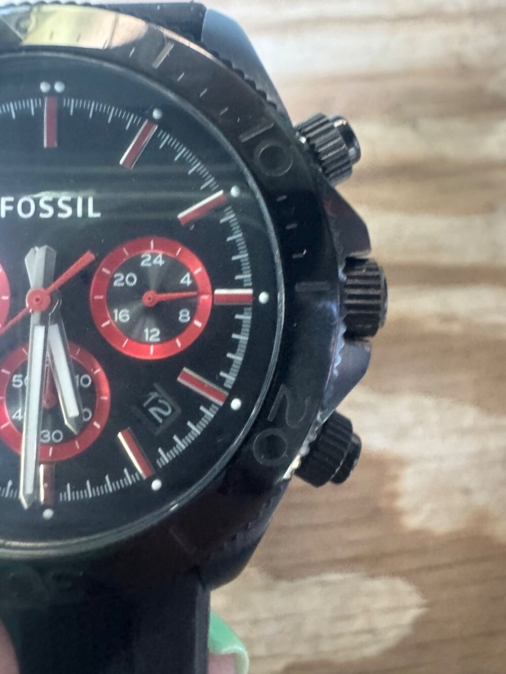 Fossil Mens Retro Traveler CH2874 Chronograph Watch New Battery Black Red - Picture 4 of 6